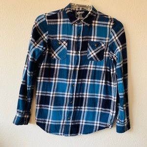 Boy’s Arizona Jeans Blue Plaid Flannel Shirt XL